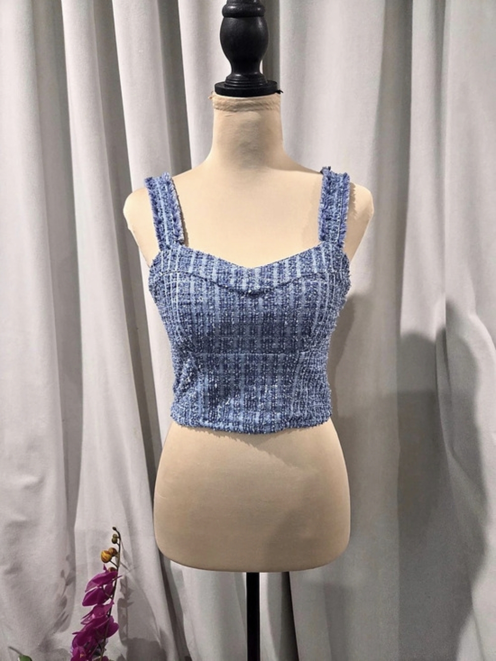 Madden NYC Blue Textured Crop Top Size XS